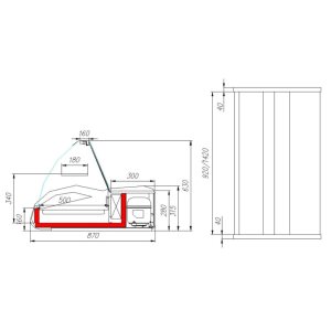 Витрина холодильная настольная Carboma A87 SM 1,5-1 (ВХС-1,5 Арго) (0013-0430  (бок черн, декор нерж)) - Изображение 2