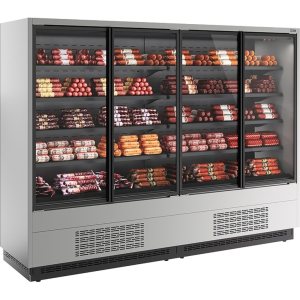 Горка холодильная Carboma FC20-07 VV 2,5-1 0030 STANDARD фронт X1 (версия 2.0) (9006-9005) (бок металл с зеркалом)