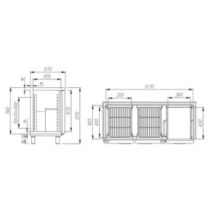 Стол холодильный барный Carboma Т57 М2-1 9006-2 корпус серый, с бортом (BAR-250) - Изображение 2