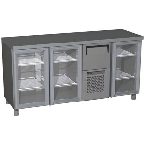 Стол холодильный барный Carboma T57 M3-1-G 0430-29 корпус нерж, с бортом, планка (BAR-350С Сarboma)